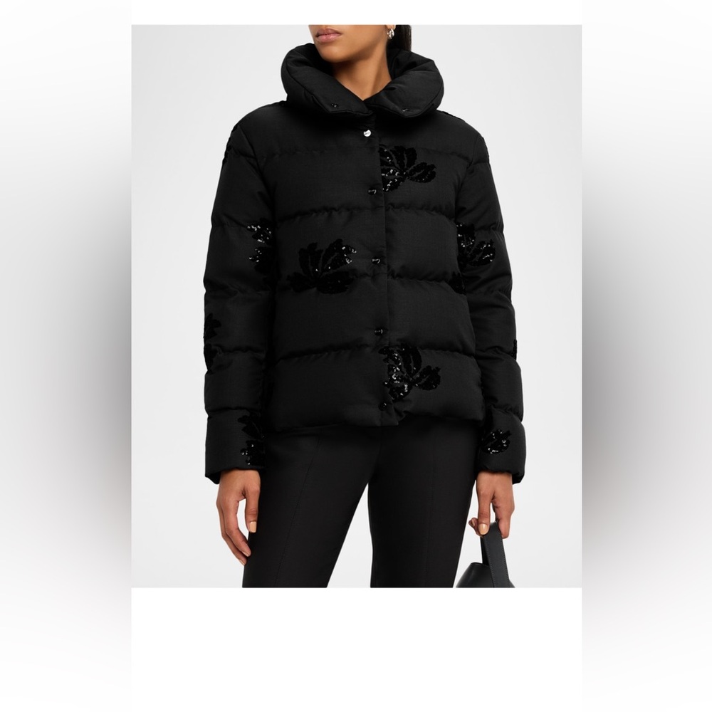 Herno Black Puffer Jacket with Sequin Details